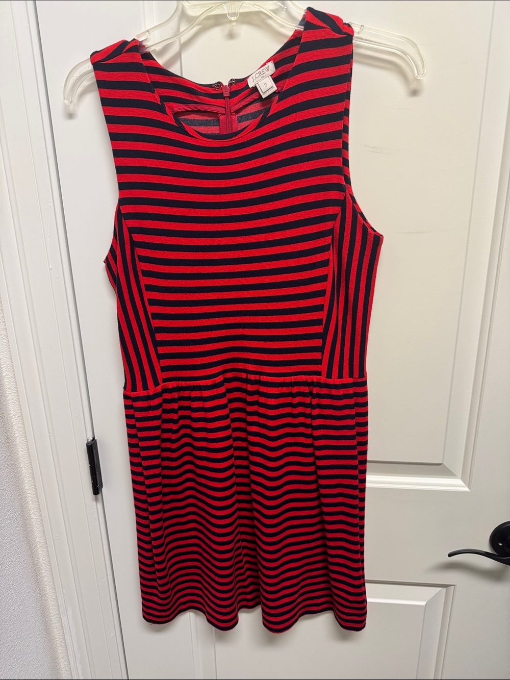 J. Crew Red and Navy Striped Dress